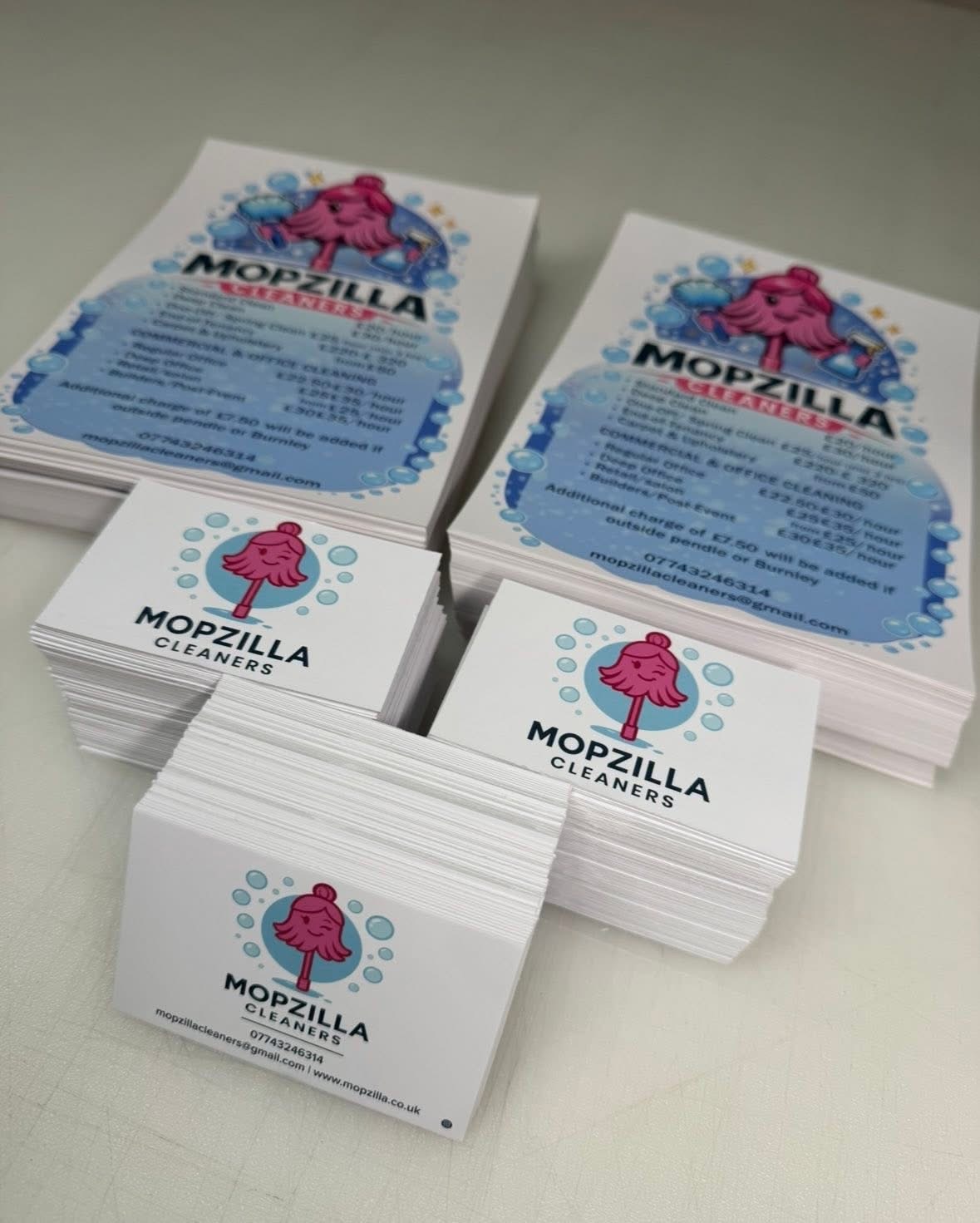 Mop Zilla Cleaners business cards